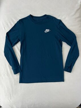 Nike Long-Sleeve Tee in Dark Blue with White Logo
